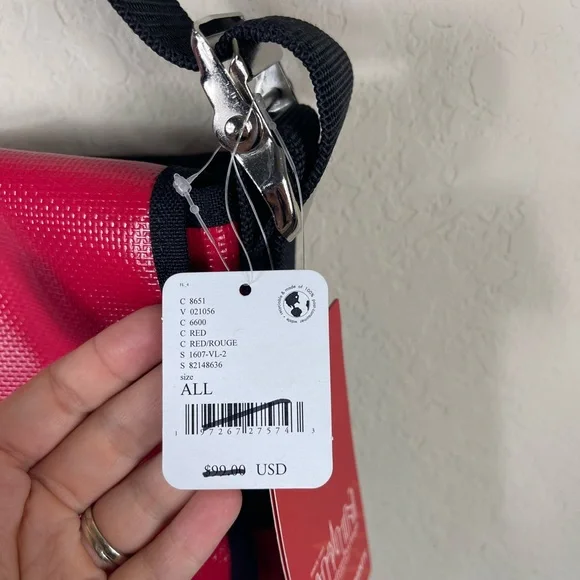 FP Movement x Manhattan Portage Vinyl Vintage Messenger Bag Red NWT - Picture 5 of 10